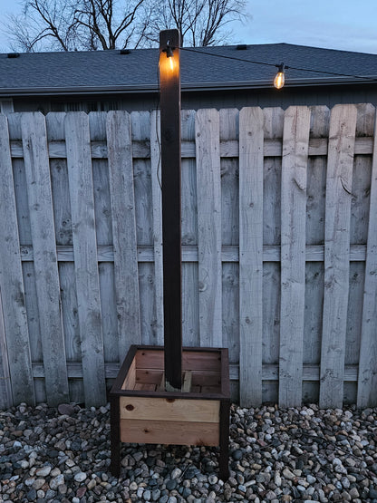 Elegant light string holder and flower boxes. 7ft high. Made to order